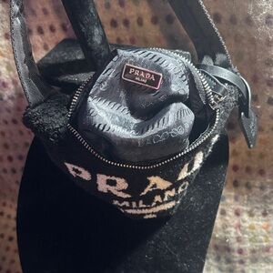Prada Black and Silver Textured Bag